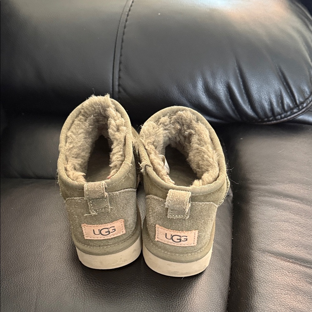 UGG Olive Suede Cozy Shearling Ankle Boots
